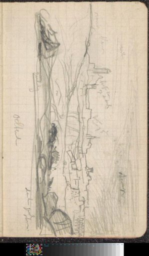 View of a town in a hilly landscape