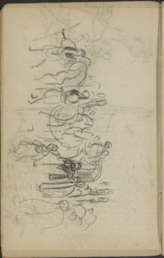 Procession of figures, on foot and in carts
