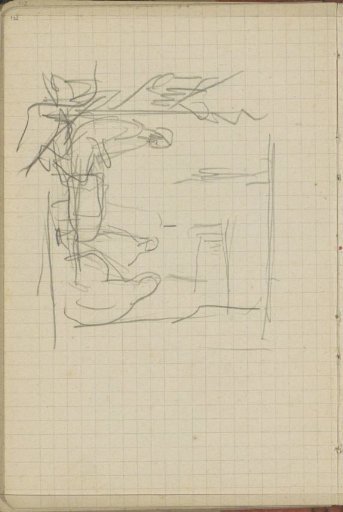 Three seated figures, presumably in an interior