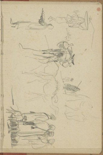 Study sheet, including camels and figures with scales
