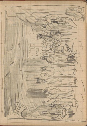 Figures in a covered street