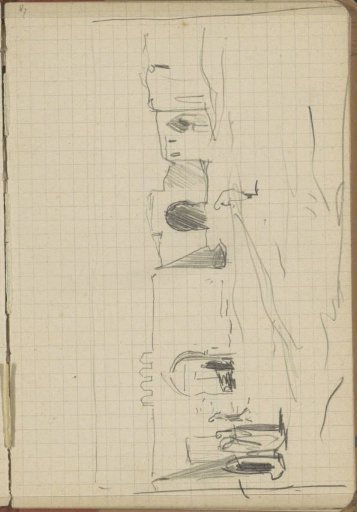 Figures on a road between two gates