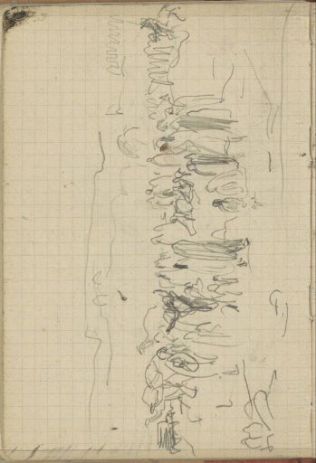 Circle of standing and seated figures on a road