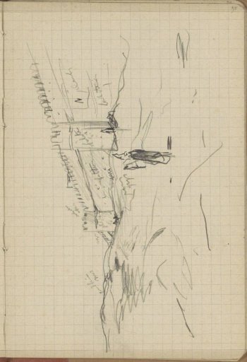 Figures near a wall with crenellations and towers