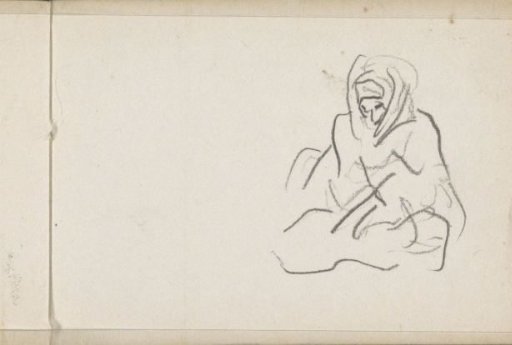 Seated figure with a headscarf