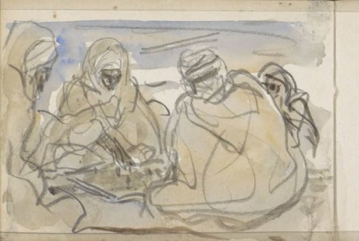 Algerian men, seated in a circle
