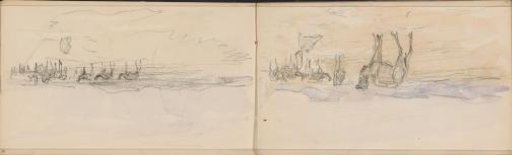 Desert landscape with camels