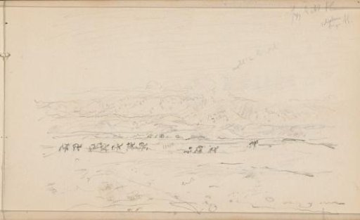 Caravan in a Desert Landscape with Mountains