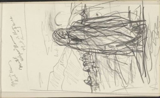 Veiled figure in a desert landscape