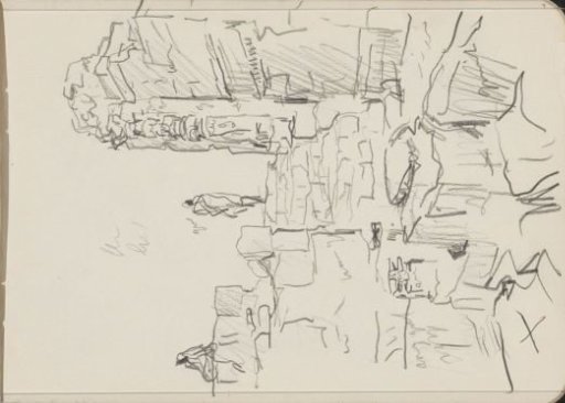 Indians on a stone staircase and wall