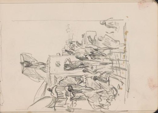Bathing Indians at steps by the Ganges