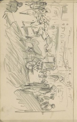 Street with figures and an ox cart