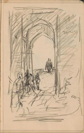 Figures at a gate