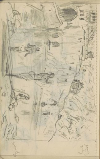 Landscape with houses on a hill