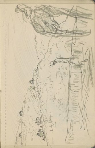 Hill landscape with elephants on a country road