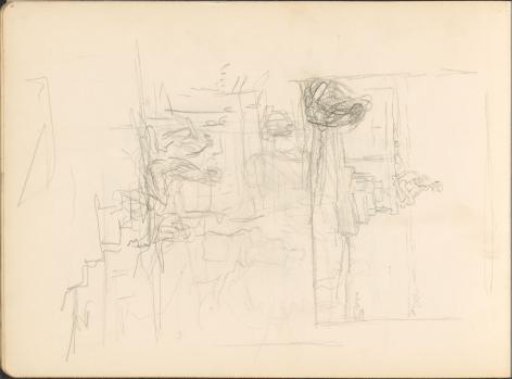 Figures sitting on a steps with a view over the sea