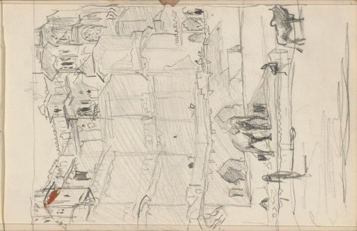 Street with an elephant and figures