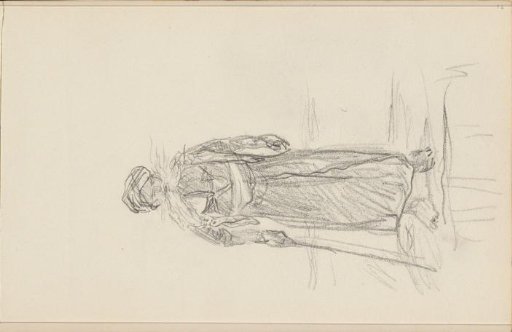 Indian with a walking stick, seen from the front
