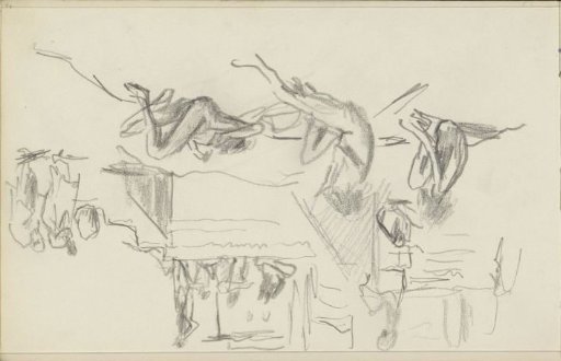 Bathing Indians by a staircase