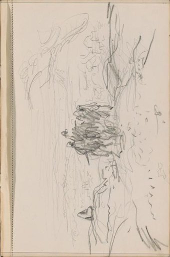 Hilly landscape with figures on a path
