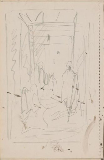 Figures in an interior, presumably a corridor