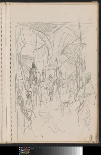 Covered street with figures