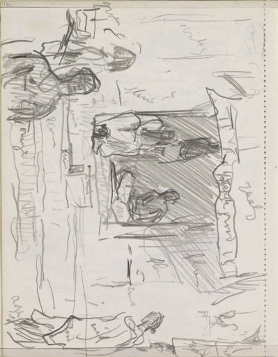 Street with seated Indians in a niche