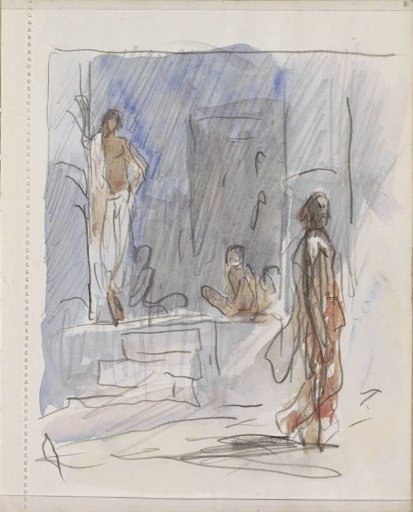 Indians by a staircase