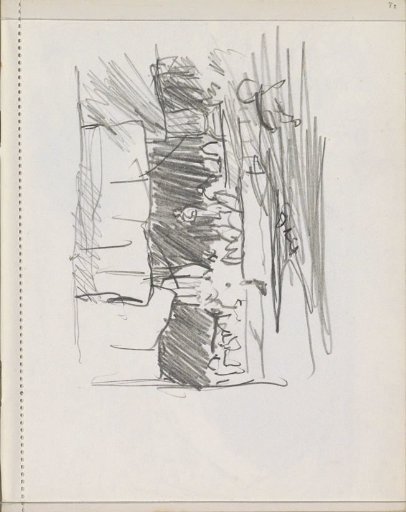 Figures by two pillars