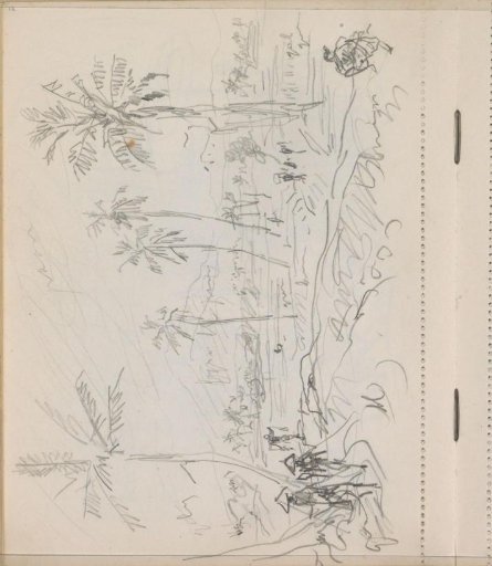 Sawa with palm trees and figures