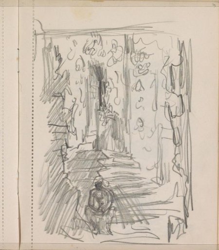 Seated man on a temple staircase