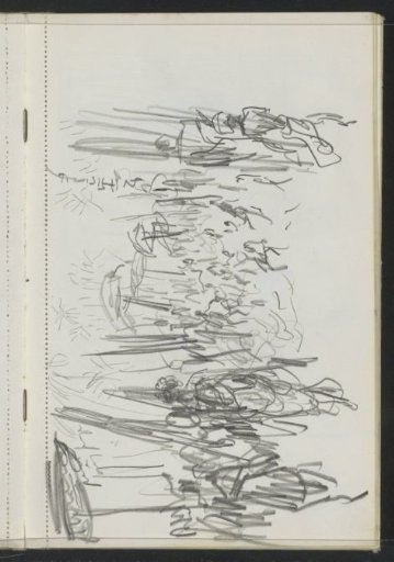 Procession of figures with parasols on a street with palm trees