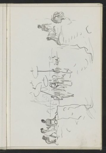 Spectators at a procession of figures with parasols