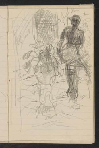 Figure with a bucket and a woman's head
