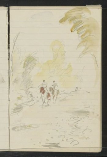 Riders on a forest path