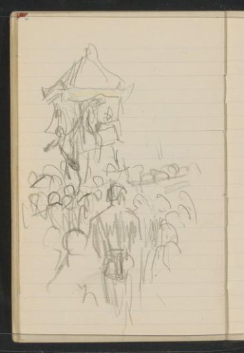 Mourning procession with a cremation tower