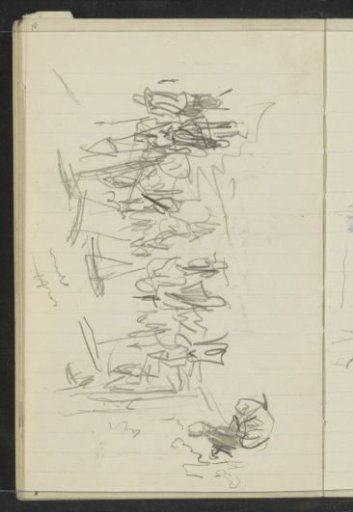Procession of figures with parasols