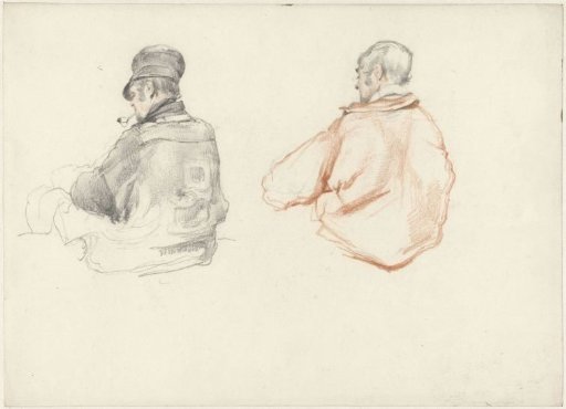 Two studies of a sitting man, seen from behind