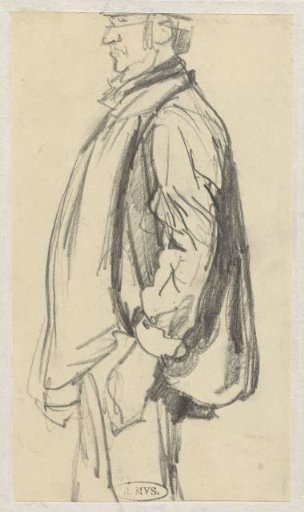 Standing man in a hood