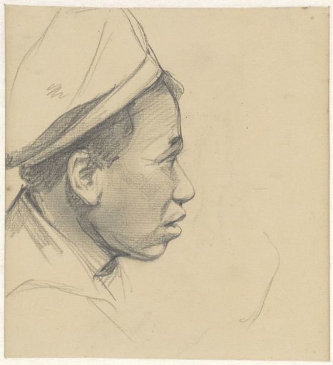 Head of a black man with a cap