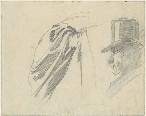 Sketches of a shoulder and a gentleman with a top hat