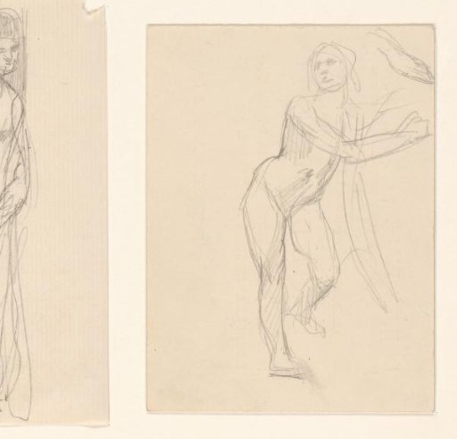 Figure study of a standing nude woman
