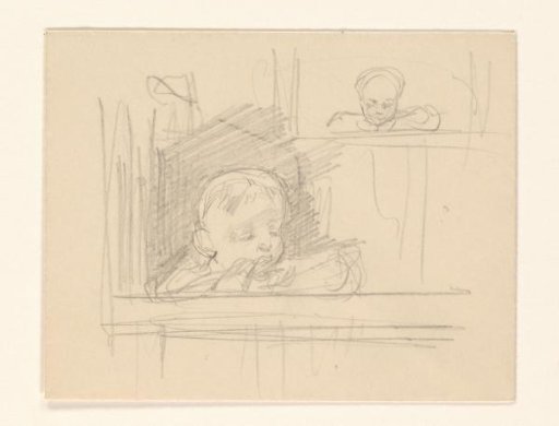 Sketch of a child looking out of a window