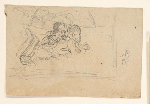 Sketch sheet with two recumbent figures