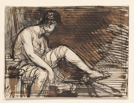 Woman sitting on a step