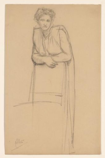 Portrait of a Woman Standing Behind a Chair