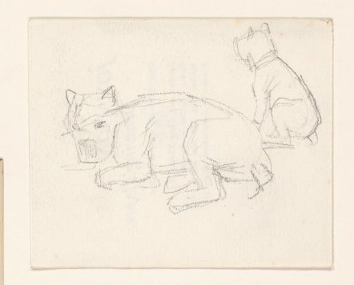Two sketches of a dog