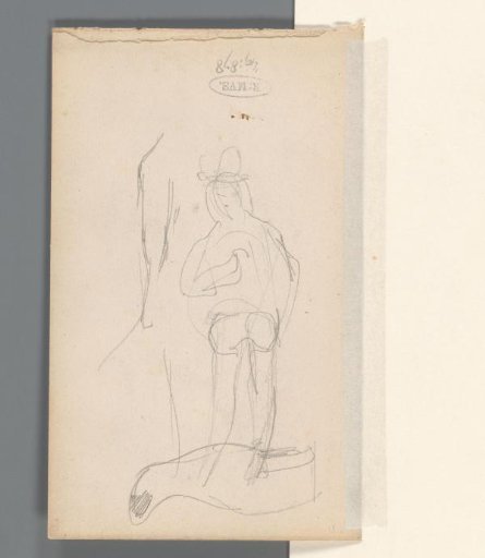 Sketch sheet with a man and other sketches