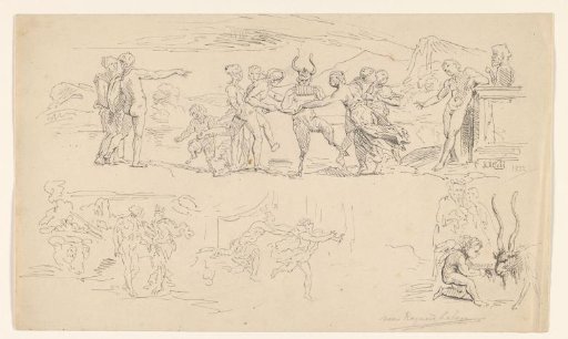 Schetsblad met mythologische scène