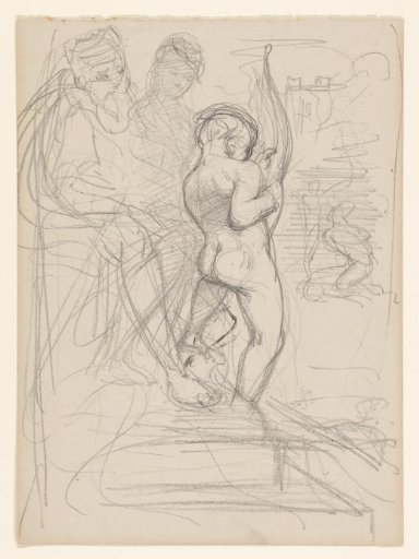 Studie van twee figuren met een putto